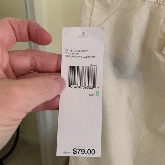 NWT City Unltd Ivory Cargo Capri Cotton Pants - Picture 5 of 6